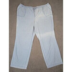 LL Bean Pants Blue Chambray Original Fit 100% Cotton Straight Drawstring 26W